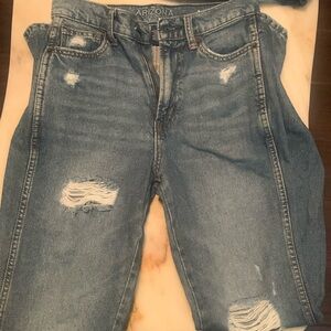 I am selling these cute distressed boot cut light blue jeans!
